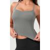 imageODODOS Seamless Sweetheart Neck Crop Tank for Women Ribbed Strappy Racerback Cropped Cami TopsGray