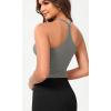 imageODODOS Seamless Sweetheart Neck Crop Tank for Women Ribbed Strappy Racerback Cropped Cami TopsGray