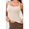 imageODODOS Seamless Sweetheart Neck Crop Tank for Women Ribbed Strappy Racerback Cropped Cami TopsIvorydusty Bluesphinx