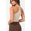 imageODODOS Seamless Sweetheart Neck Crop Tank for Women Ribbed Strappy Racerback Cropped Cami TopsIvorydusty Bluesphinx
