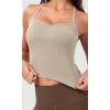 imageODODOS Seamless Sweetheart Neck Crop Tank for Women Ribbed Strappy Racerback Cropped Cami TopsMushroomtaupecharcoal