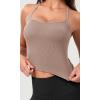 imageODODOS Seamless Sweetheart Neck Crop Tank for Women Ribbed Strappy Racerback Cropped Cami TopsSphinx