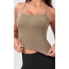 imageODODOS Seamless Sweetheart Neck Crop Tank for Women Ribbed Strappy Racerback Cropped Cami TopsTaupe