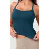 imageODODOS Seamless Sweetheart Neck Crop Tank for Women Ribbed Strappy Racerback Cropped Cami TopsTeal