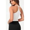 imageODODOS Seamless Sweetheart Neck Crop Tank for Women Ribbed Strappy Racerback Cropped Cami TopsWhite