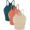 imageODODOS Womens Crop 3Pack Seamless RibKnit Camisole Crop Tank Tops1beigecoralteal