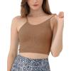 imageODODOS Womens Crop 3Pack Seamless RibKnit Camisole Crop Tank TopsAcid Wash Dusty Olivechocolate