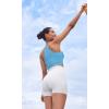 imageODODOS Womens Crop 3Pack Seamless RibKnit Camisole Crop Tank TopsAquaorangecyan Blue