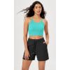imageODODOS Womens Crop 3Pack Seamless RibKnit Camisole Crop Tank TopsAquaorangecyan Blue