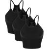 imageODODOS Womens Crop 3Pack Seamless RibKnit Camisole Crop Tank TopsBlack3 Pack