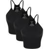 imageODODOS Womens Crop 3Pack Seamless RibKnit Camisole Crop Tank TopsBlack3 Pack