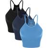 imageODODOS Womens Crop 3Pack Seamless RibKnit Camisole Crop Tank TopsBlacknavyblue