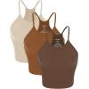 imageODODOS Womens Crop 3Pack Seamless RibKnit Camisole Crop Tank TopsBrunetteclaymushroom