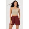 imageODODOS Womens Crop 3Pack Seamless RibKnit Camisole Crop Tank TopsBrunetteclaymushroom
