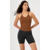 imageODODOS Womens Crop 3Pack Seamless RibKnit Camisole Crop Tank TopsBrunetteclaymushroom
