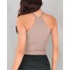 imageODODOS Womens Crop 3Pack Seamless RibKnit Camisole Crop Tank TopsCharcoaldusty Bluebark