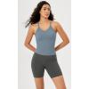 imageODODOS Womens Crop 3Pack Seamless RibKnit Camisole Crop Tank TopsCharcoaldusty Bluebark