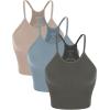 imageODODOS Womens Crop 3Pack Seamless RibKnit Camisole Crop Tank TopsCharcoaldusty Bluebark