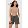 imageODODOS Womens Crop 3Pack Seamless RibKnit Camisole Crop Tank TopsCharcoaldusty Bluebark