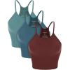 imageODODOS Womens Crop 3Pack Seamless RibKnit Camisole Crop Tank TopsClaretoceansky Blue