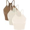 imageODODOS Womens Crop 3Pack Seamless RibKnit Camisole Crop Tank TopsIvorystar Whiteermine