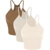 imageODODOS Womens Crop 3Pack Seamless RibKnit Camisole Crop Tank TopsIvorystar Whiteermine