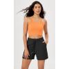 imageODODOS Womens Crop 3Pack Seamless RibKnit Camisole Crop Tank TopsNeon Pinkgreenorange