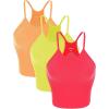 imageODODOS Womens Crop 3Pack Seamless RibKnit Camisole Crop Tank TopsNeon Pinkgreenorange