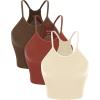 imageODODOS Womens Crop 3Pack Seamless RibKnit Camisole Crop Tank TopsOatmealbarn Redbrunette