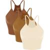 imageODODOS Womens Crop 3Pack Seamless RibKnit Camisole Crop Tank TopsOchreclayoatmeal