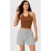 imageODODOS Womens Crop 3Pack Seamless RibKnit Camisole Crop Tank TopsOchreclayoatmeal