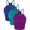 imageODODOS Womens Crop 3Pack Seamless RibKnit Camisole Crop Tank TopsPhloxsea Greenlapis