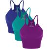 imageODODOS Womens Crop 3Pack Seamless RibKnit Camisole Crop Tank TopsPhloxsea Greenlapis