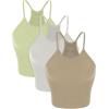 imageODODOS Womens Crop 3Pack Seamless RibKnit Camisole Crop Tank TopsTaupemurmurseedling