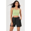 imageODODOS Womens Crop 3Pack Seamless RibKnit Camisole Crop Tank TopsTaupemurmurseedling