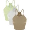 imageODODOS Womens Crop 3Pack Seamless RibKnit Camisole Crop Tank TopsTaupemurmurseedling