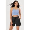 imageODODOS Womens Crop 3Pack Seamless RibKnit Camisole Crop Tank TopsTeacustardserenity