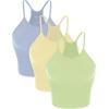 imageODODOS Womens Crop 3Pack Seamless RibKnit Camisole Crop Tank TopsTeacustardserenity