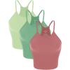 imageODODOS Womens Crop 3Pack Seamless RibKnit Camisole Crop Tank TopsWatermelonemeraldmint