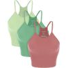 imageODODOS Womens Crop 3Pack Seamless RibKnit Camisole Crop Tank TopsWatermelonemeraldmint