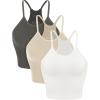 imageODODOS Womens Crop 3Pack Seamless RibKnit Camisole Crop Tank TopsWhitecharcoalmushroom