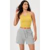 imageODODOS Womens Crop 3Pack Seamless RibKnit Camisole Crop Tank TopsWhitepurpleyellow