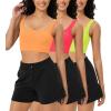 imageODODOS 3Pack Seamless Square Neck Crop Tank for Women Ribbed Knit Soft Low Back Cropped TopsNeon Pinkgreenorange