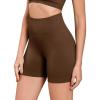 imageODODOS Seamless Biker Shorts for Women 5quot Inseam Ribbed High Waisted Running Yoga ShortsDark Brown