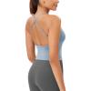 imageODODOS Seamless Padded Sports Bra for Women CrissCross Back Longline Wirefree Brami Ribbed Crop Tank TopsCoastline