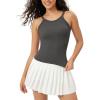 imageODODOS Seamless Tank for Women Ribbed Strappy Sleeveless Shirts Scoop Neck Cami TopsCharcoal