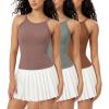 imageODODOS Seamless Tank for Women Ribbed Strappy Sleeveless Shirts Scoop Neck Cami TopsClovegreen Milieuclay