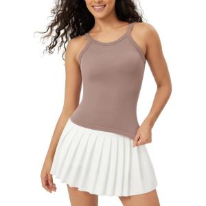 imageODODOS Seamless Tank for Women Ribbed Strappy Sleeveless Shirts Scoop Neck Cami TopsSphinx
