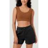 imageODODOS 2Pack Crop Tank Tops for Women Seamless Ribbed Scoop Neck Low Back Sleeveless TopsBlackclay