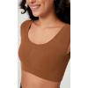 imageODODOS 2Pack Crop Tank Tops for Women Seamless Ribbed Scoop Neck Low Back Sleeveless TopsBlackclay